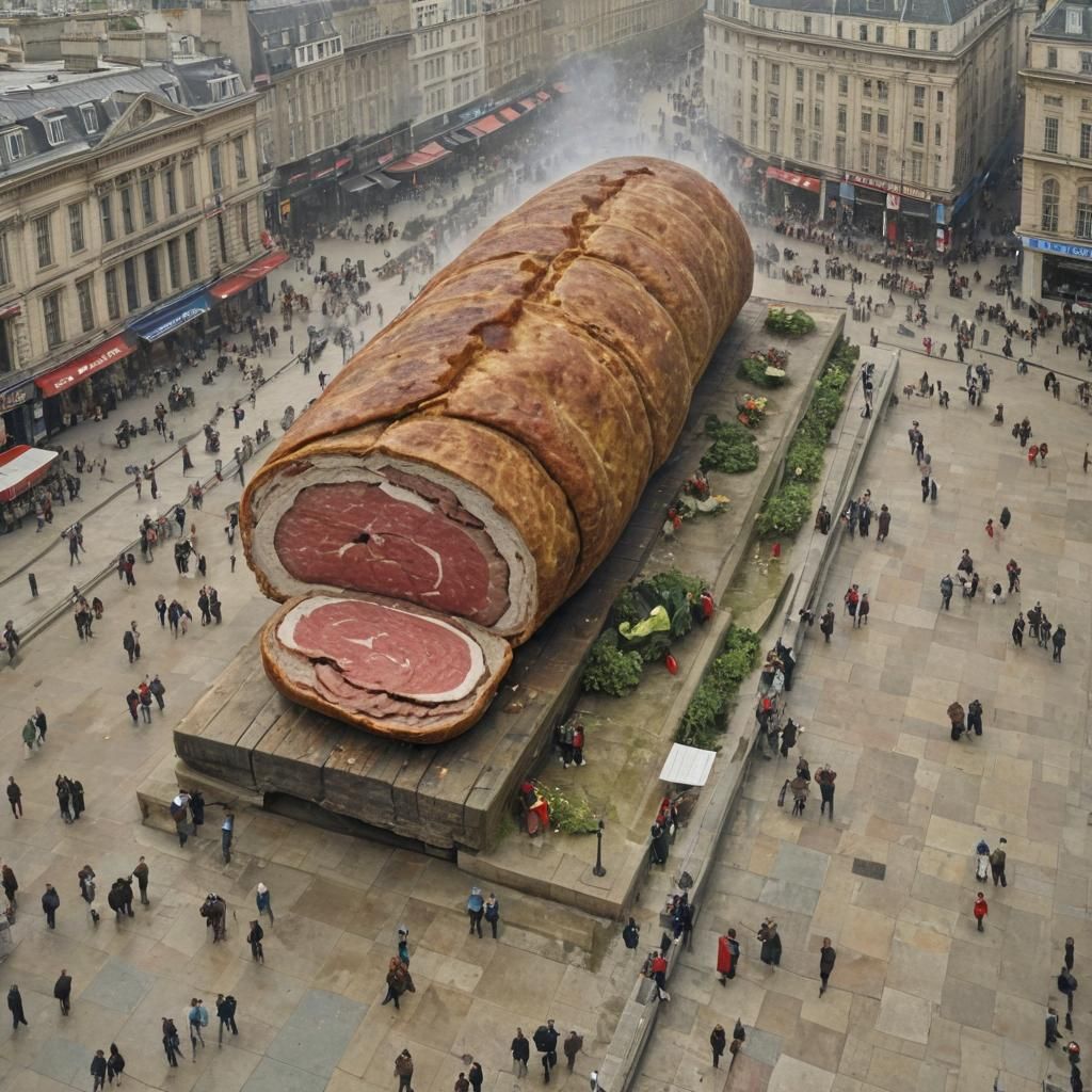 Surreal Meat Roll in Trafalgar Square