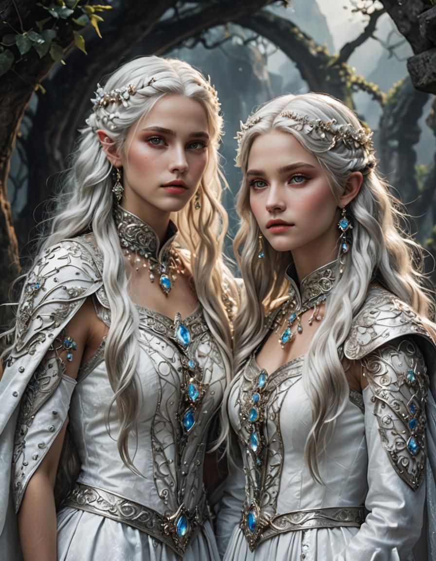 Elegant Elven Couple in a Magical Fantasy Setting