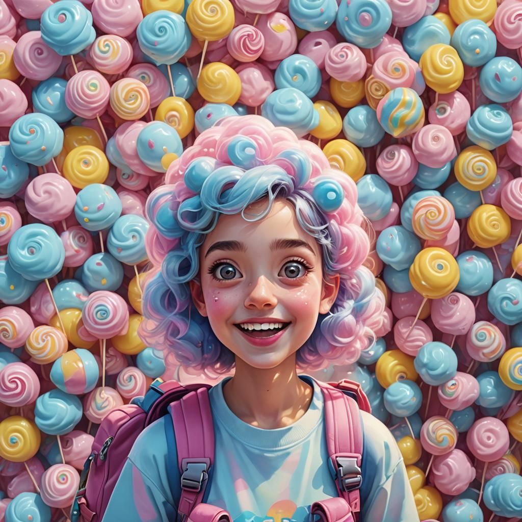 Candy Art Style Portrait of Pinzel with Backpack