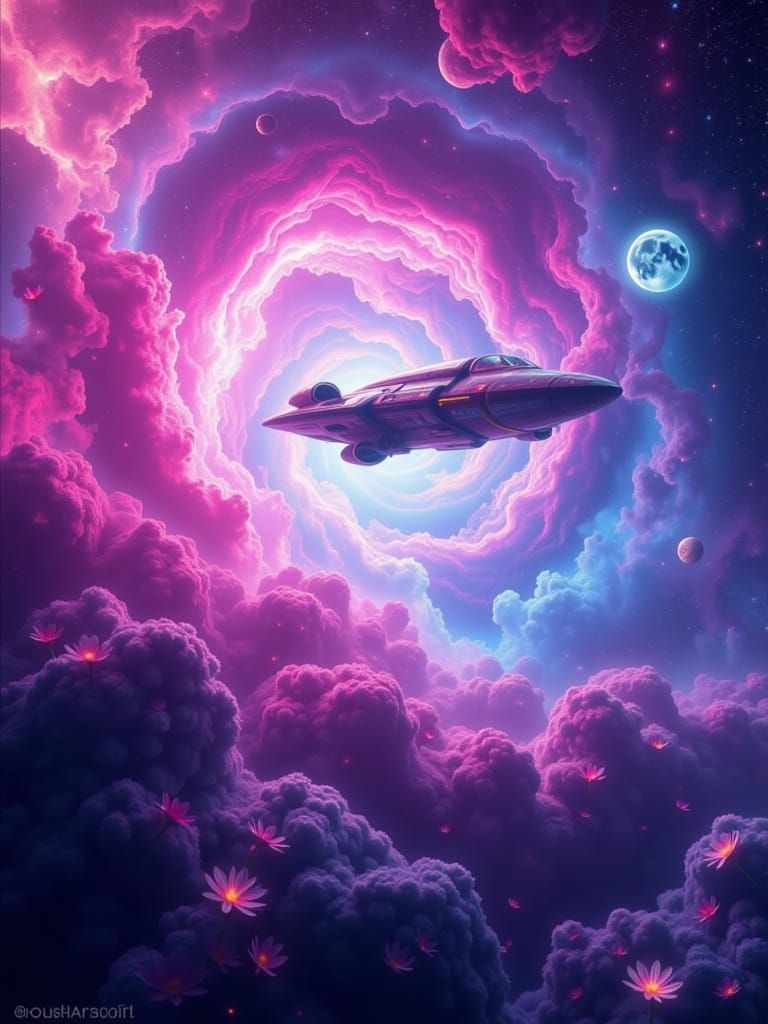 Astronaut Gazes at Vibrant Nebula in Hyperrealistic Digital ...