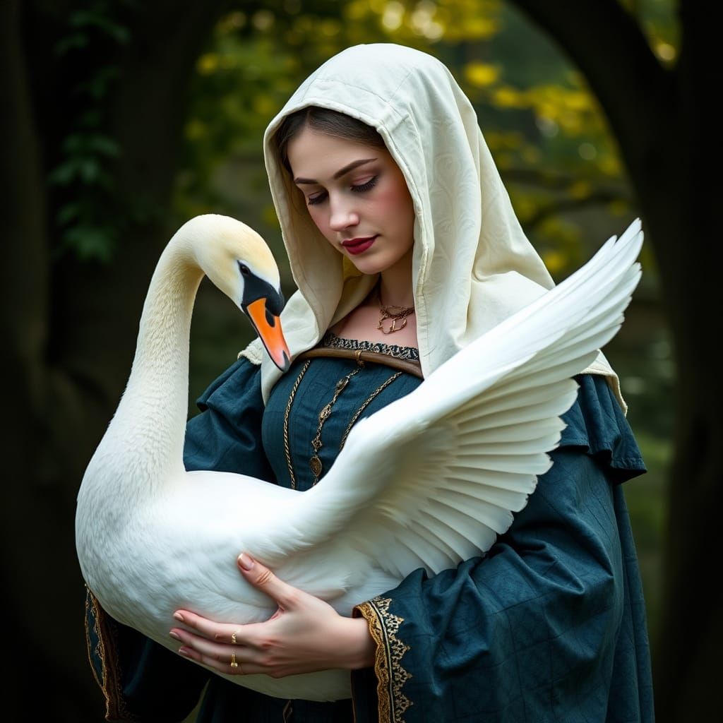 Medieval Woman with Swan