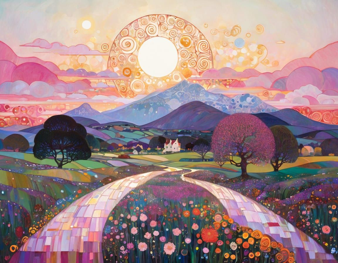 Intricate Golden Hour D&D Character in Liquid Ink