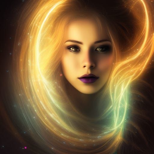 Cosmic Woman Portrait in Digital Matte Painting Style