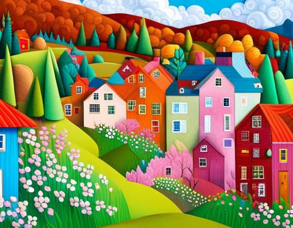 Colorful Paper-Cutout Village in Nova Scotia