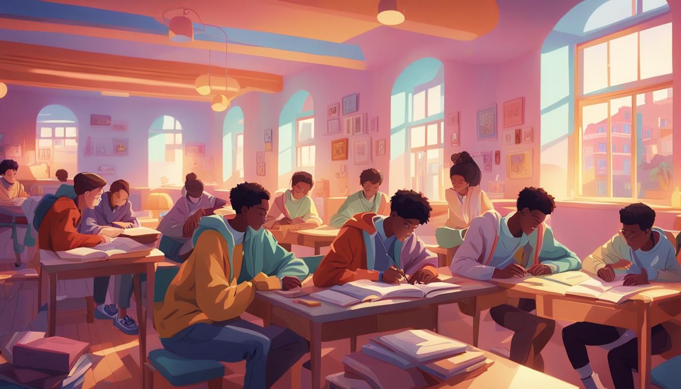 Elite Students Socializing in Dormitory: Digital Art