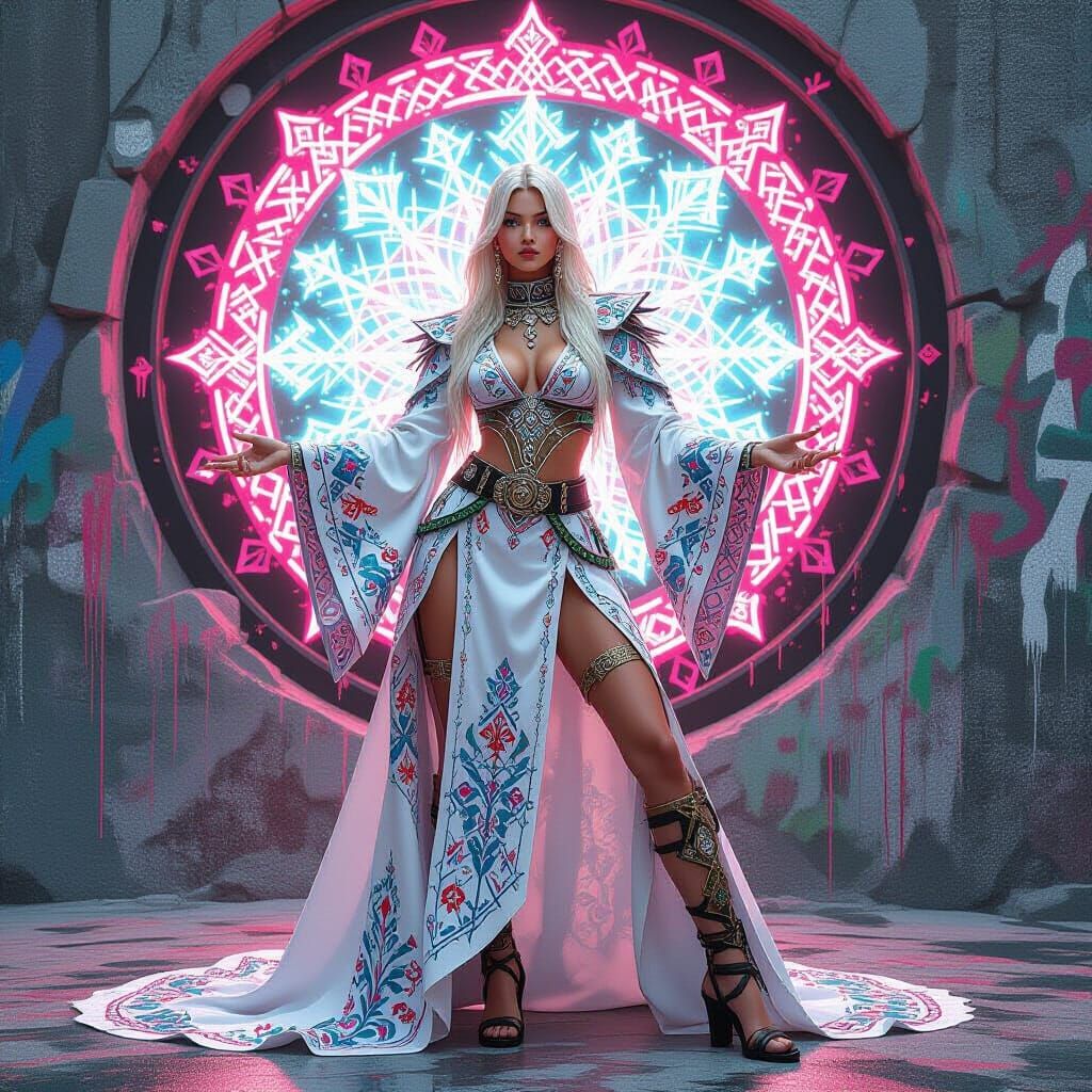 Slavic Mage in Rune-Covered Clothes: Graffiti Art