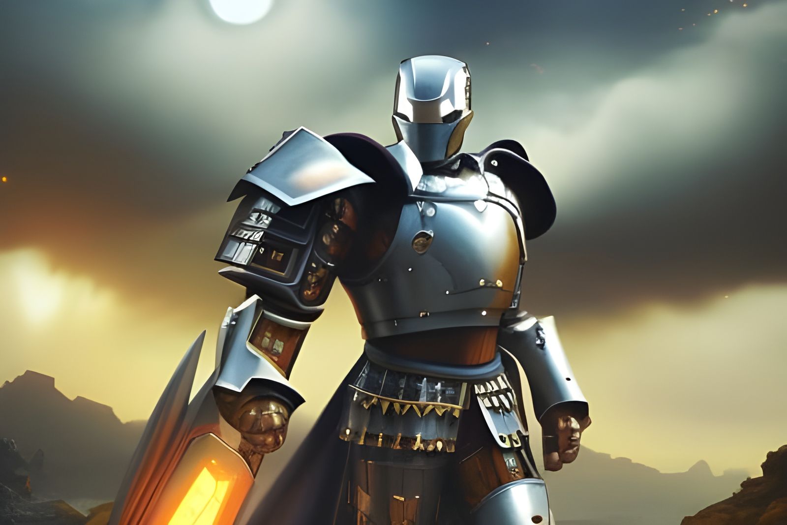 Medieval Iron Man in Ornate Armor