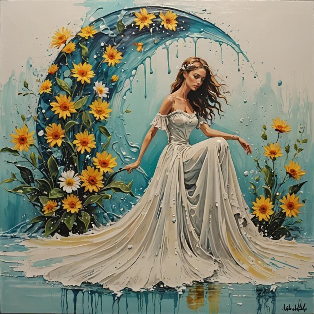 Vibrant Wet Wash Acrylic Art