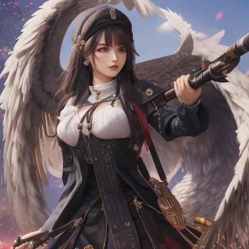 Anime Girl Smoking with Cross Earring and Tattoo