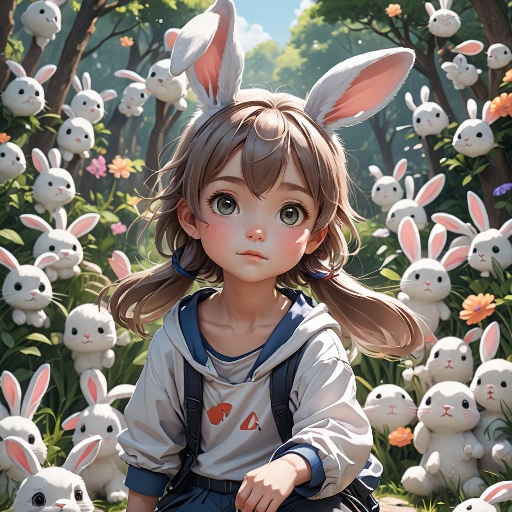 Cartoon Bunny Illustration in 3D Anime Art
