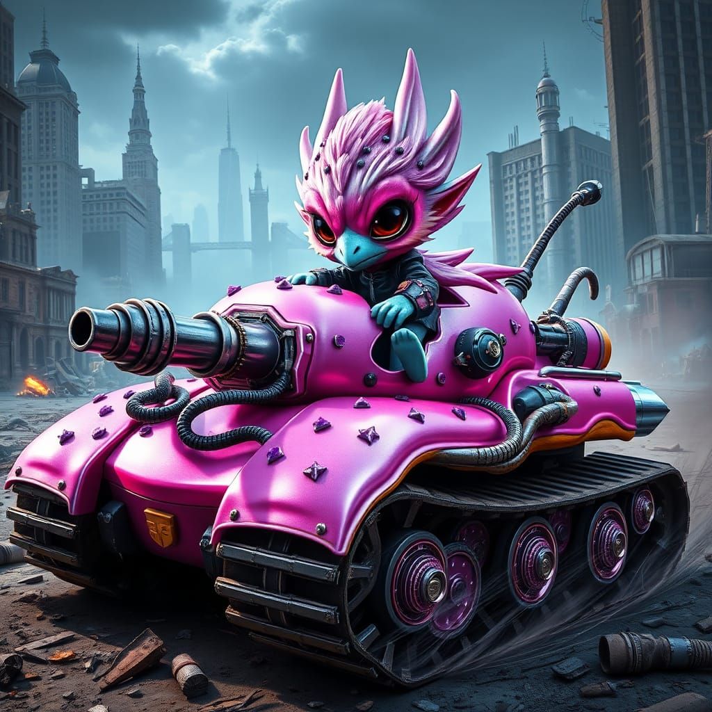 Chibi Gryphon Races Donut Tank in Wasteland