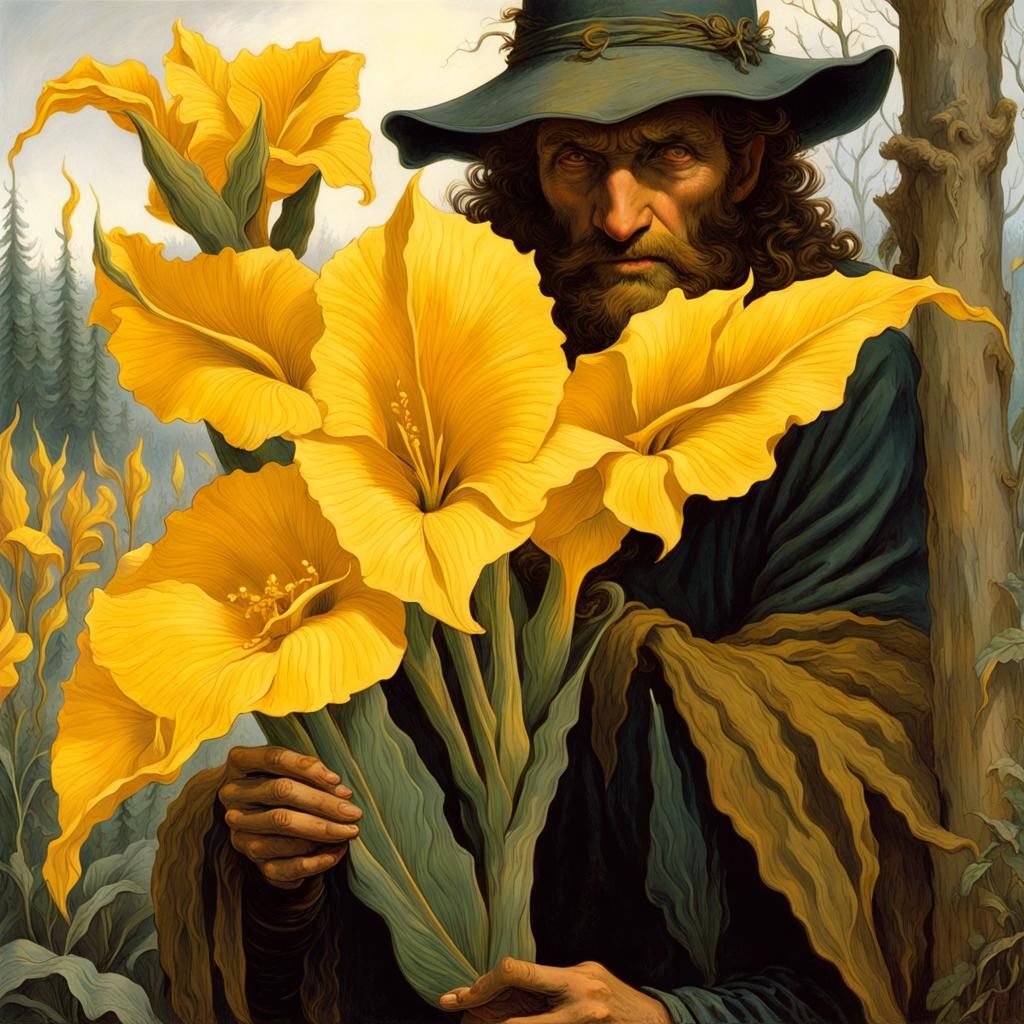 Canna Flower's Golden Goodbye: A Dramatic Illustration