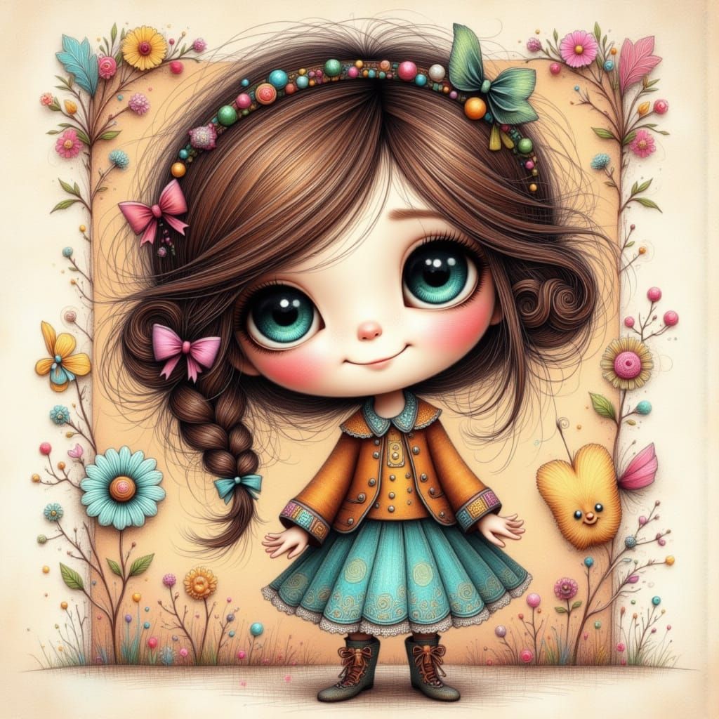 Charming Whimsical Cutie in Storybook Style
