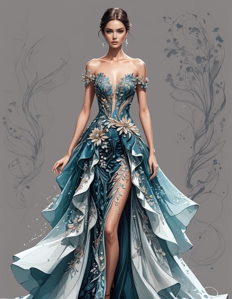 Ocean-Inspired Minimalist Fashion Design Concept Art