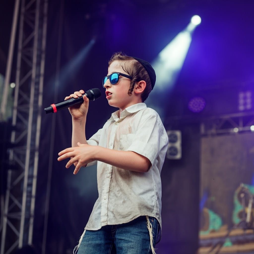 Hasidic Singer Shines at Trance Party in Vibrant Stage Perfo...