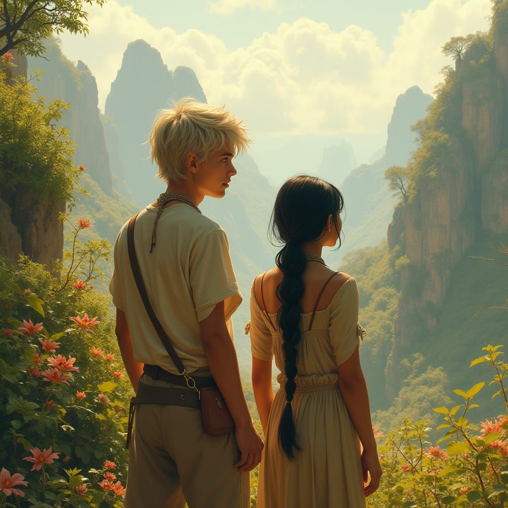 Couple Admires Fertile New Home Planet in Serene Futuristic ...