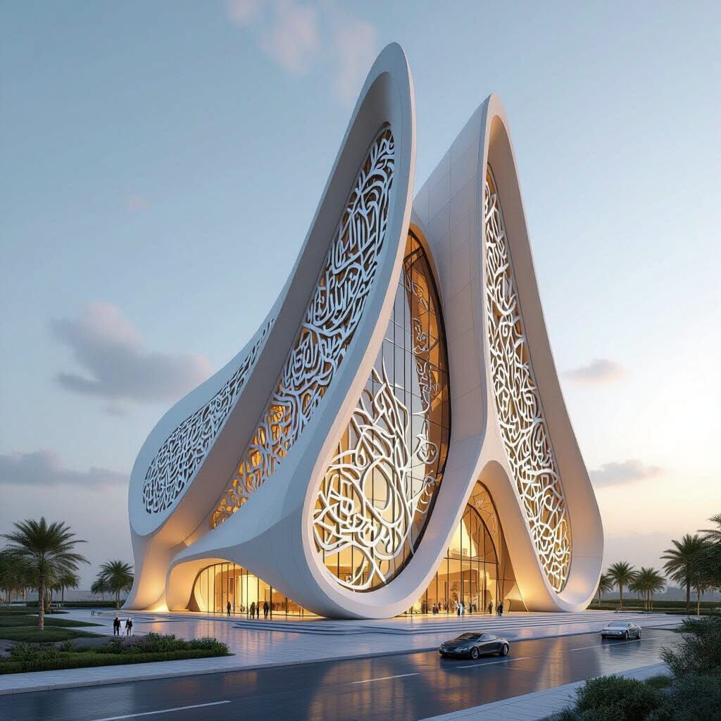 Futuristic Falcon-Inspired Building Showcasing Qatari Cultur...