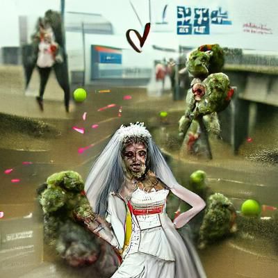 Zombie Bride in Torn Wedding Dress