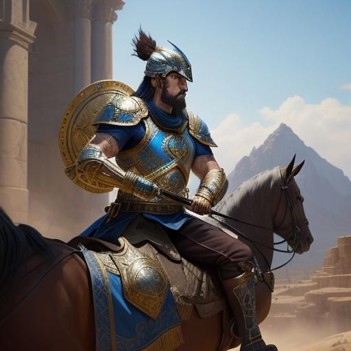 Assyrian Warrior on Horseback in Fantasy Art