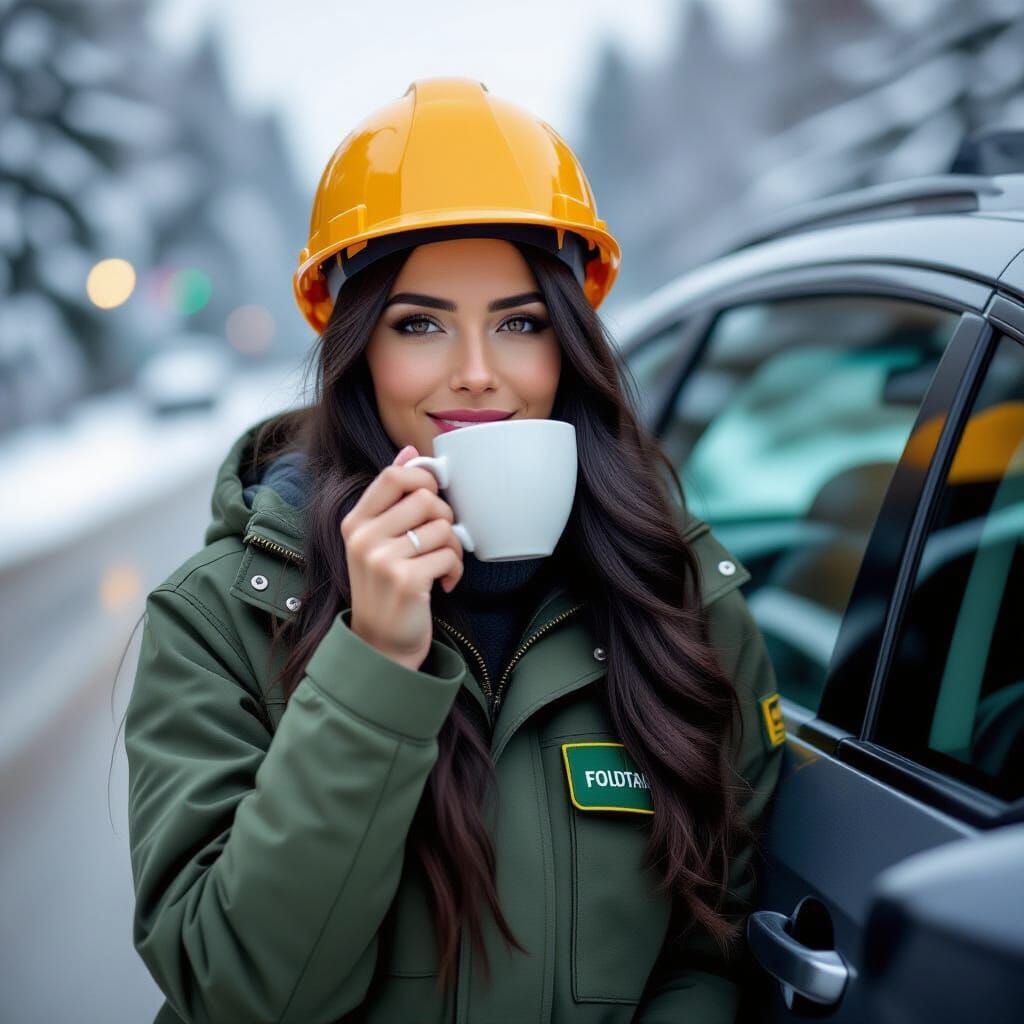 Geologist Enjoys Coffee Break in Cold Work Environment