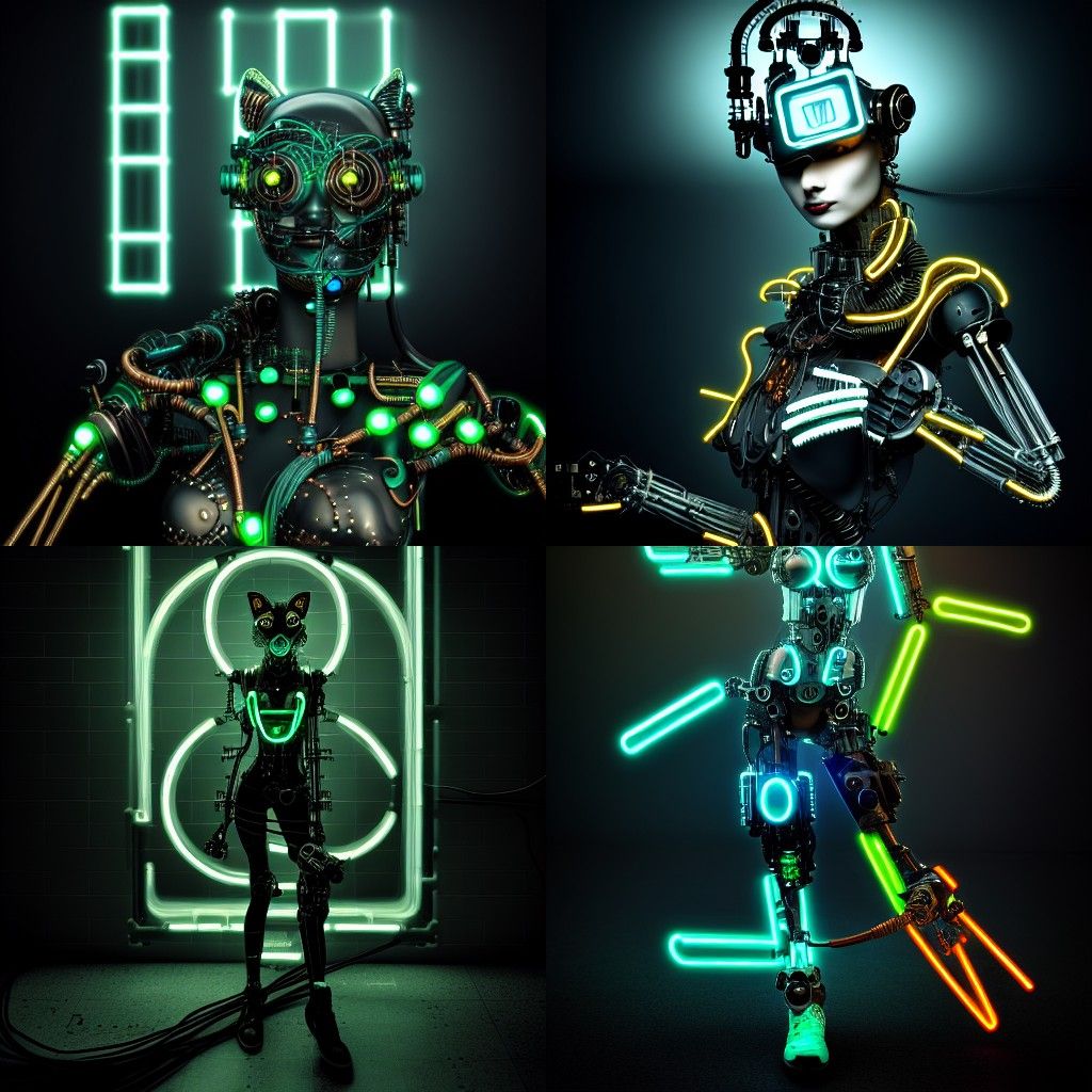 Cyborg Fox Woman with Steampunk Biomechanical Elements