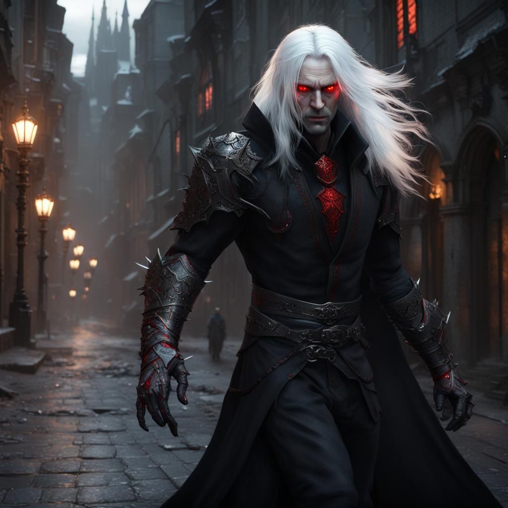 Vampire Patrols Dark City in Hyperdetailed Fantasy Art