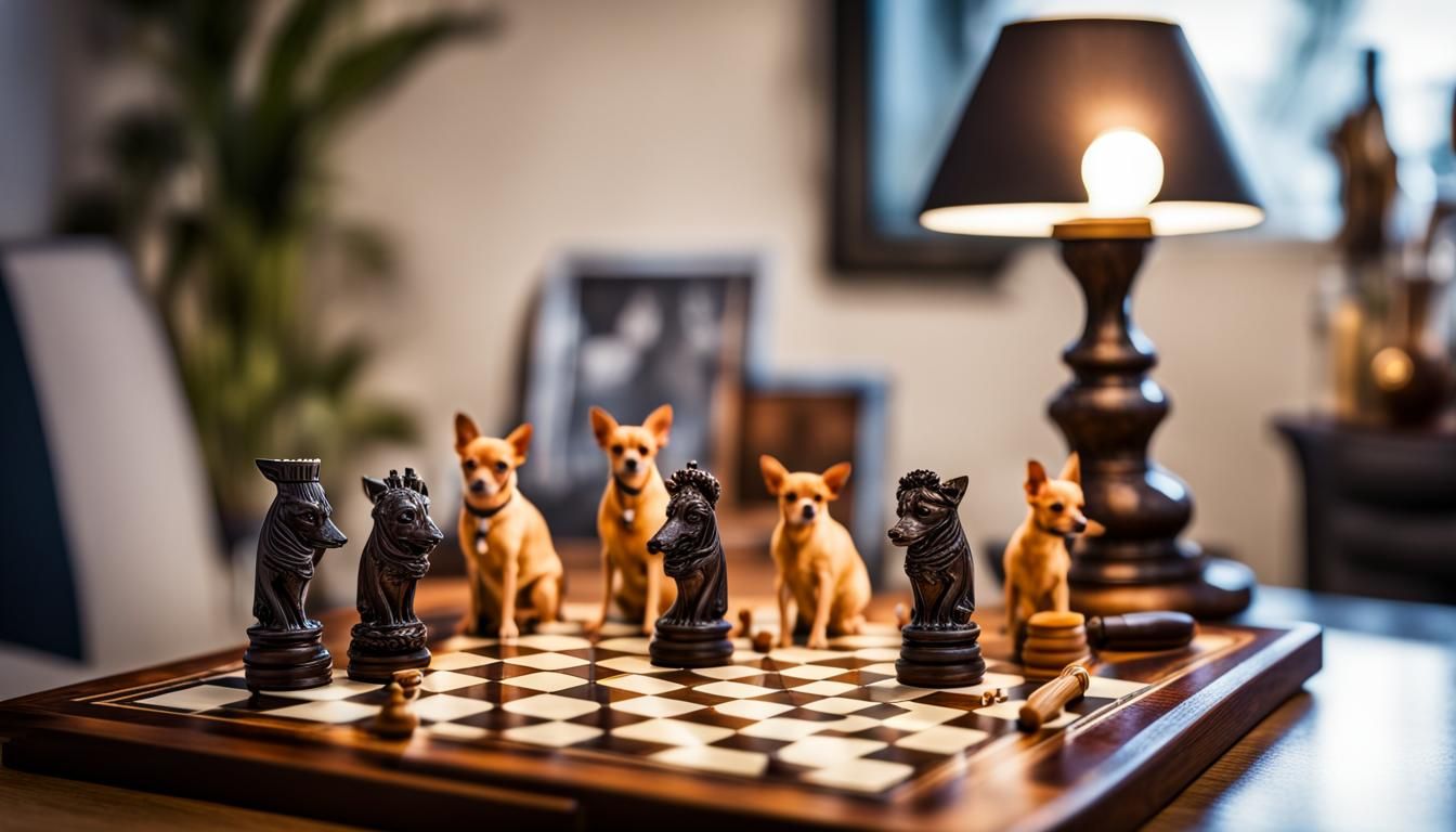 Chihuahua Chess Game: Professional Photography with Bokeh