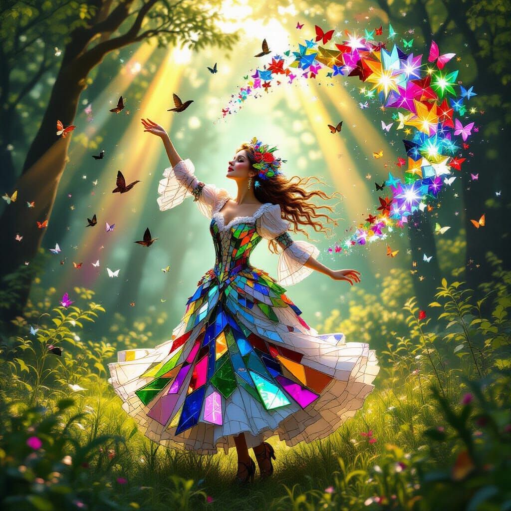 Enchanted Forest Spirit in Victorian Glass Dress