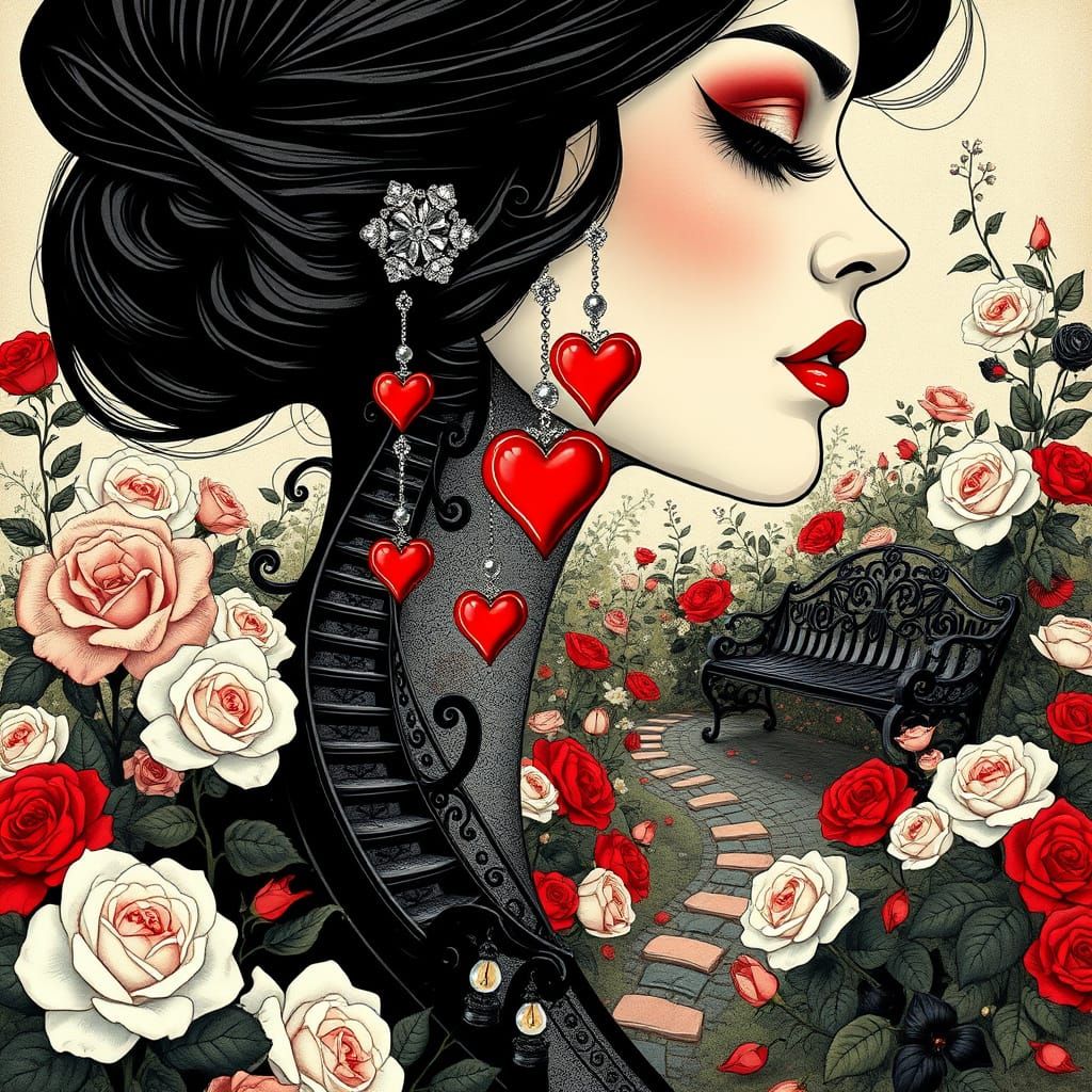 Enchanting Female Portrait in Whimsical Vintage Style