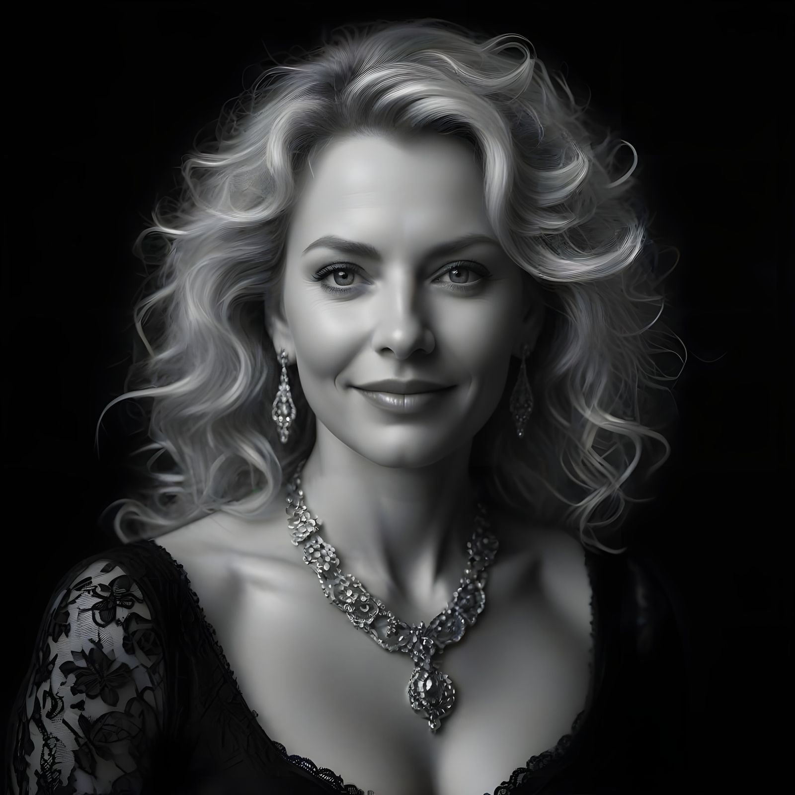Vintage-Inspired Black and White Portrait of a Elegant Woman