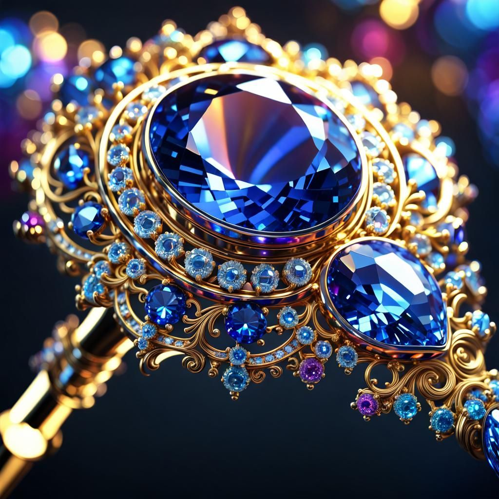 Sapphire Scepter: Shimmering Gemstone Fantasy in 3D