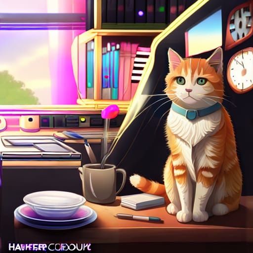 Hyperrealistic Cat Scheduling Coordinator Concept Art