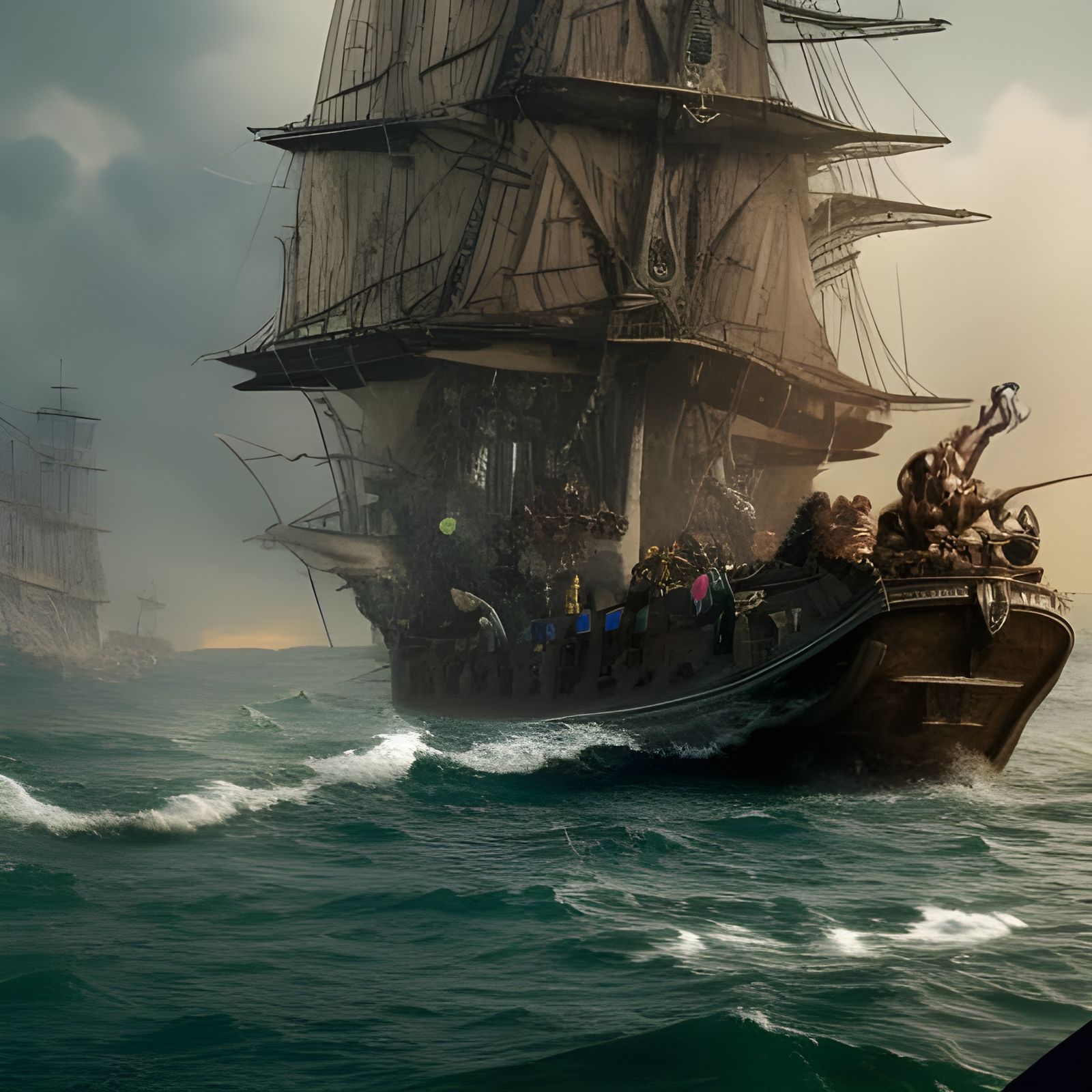 Pirate Frogs on a Ship: Digital Matte Painting