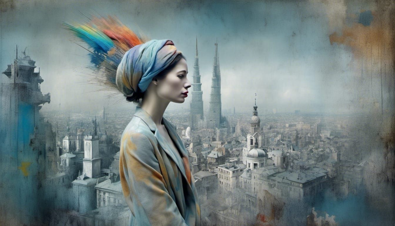 Polychromatic Cityscape in Abstract Matte Painting Style