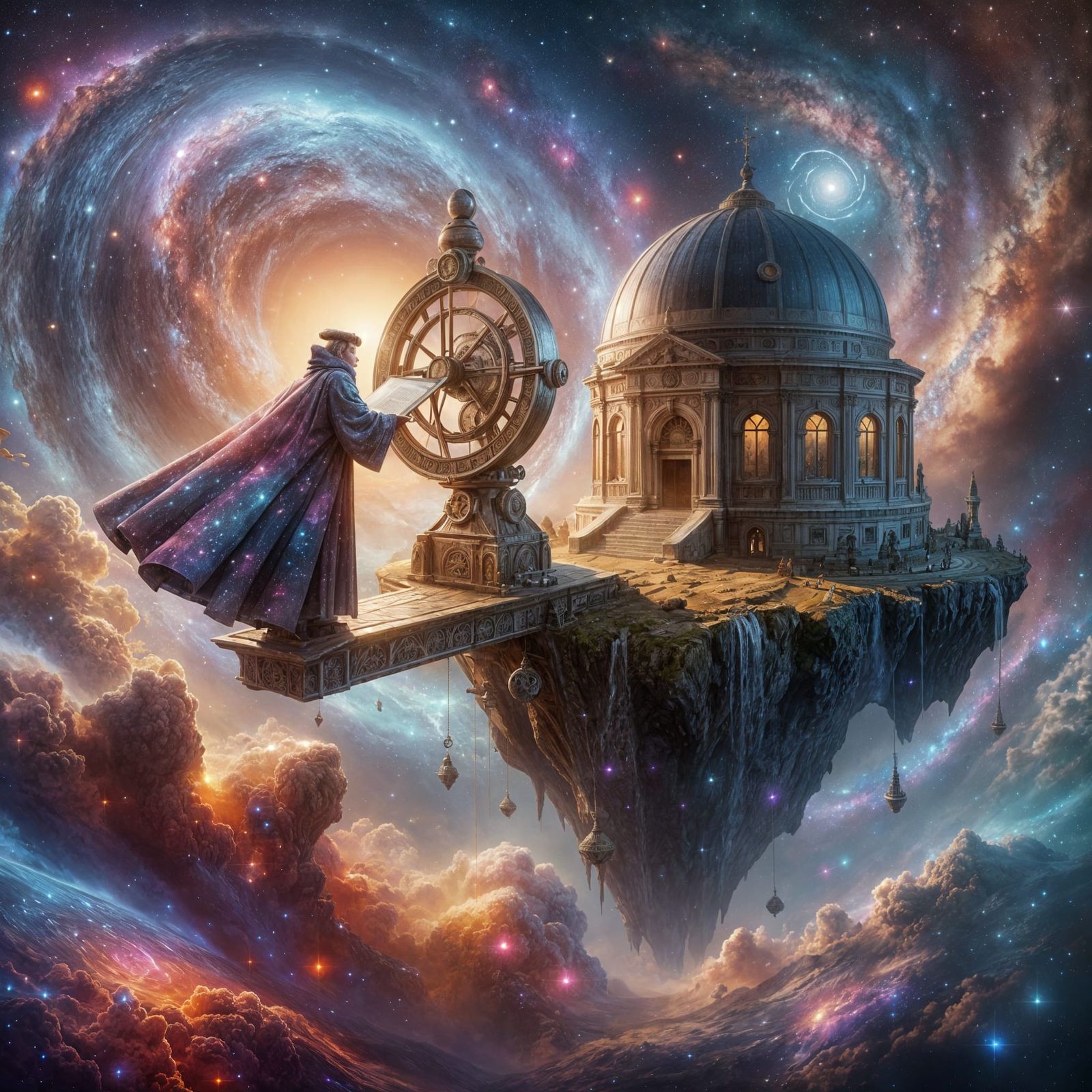 Celestial Navigator Charts Galaxies in Fantasy Style