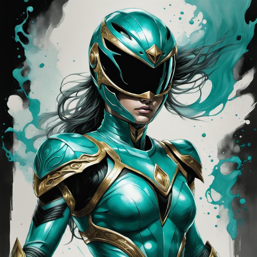Teal Power Ranger: Black Ink Flow Masterpiece