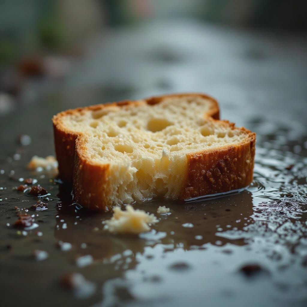 Soggy Bread Close-Up Macro Photorealistic