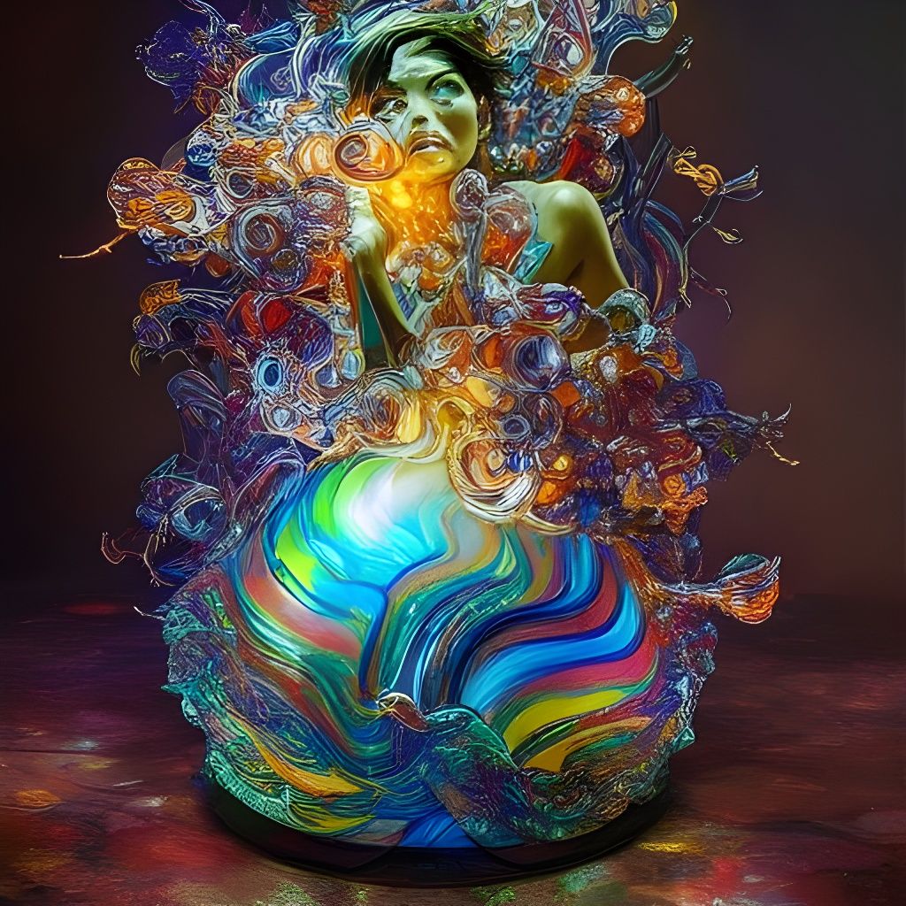 Glowing Blown-Glass Sculpture as Digital Art