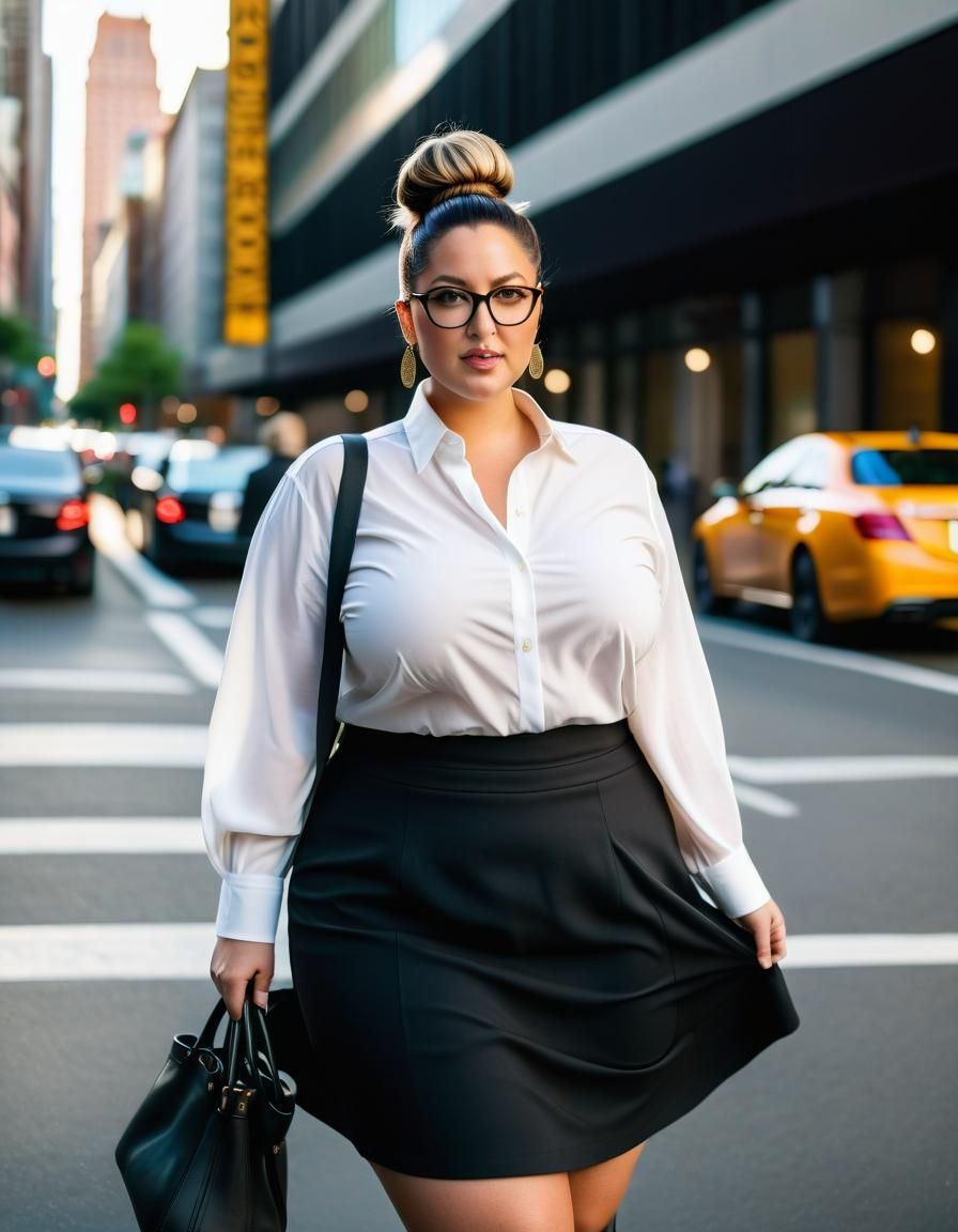 Businesswoman Portrait in City with Glamour Lighting