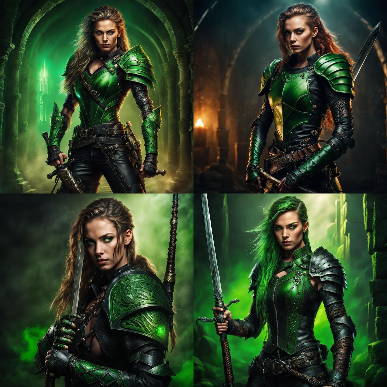 Female Warrior in Dungeon, Airbrush Portrait