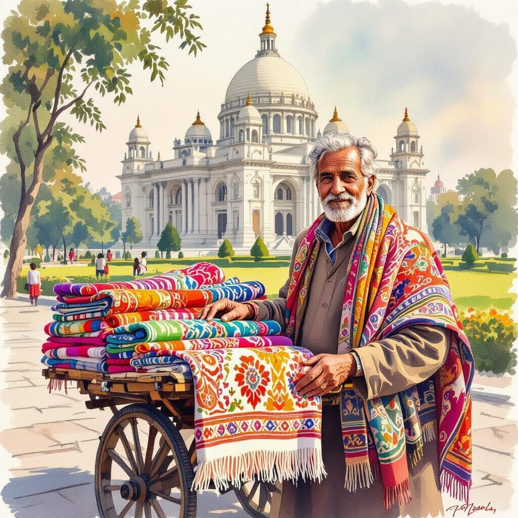 Kashmiri Shawl Seller at Kolkata's Victoria Memorial