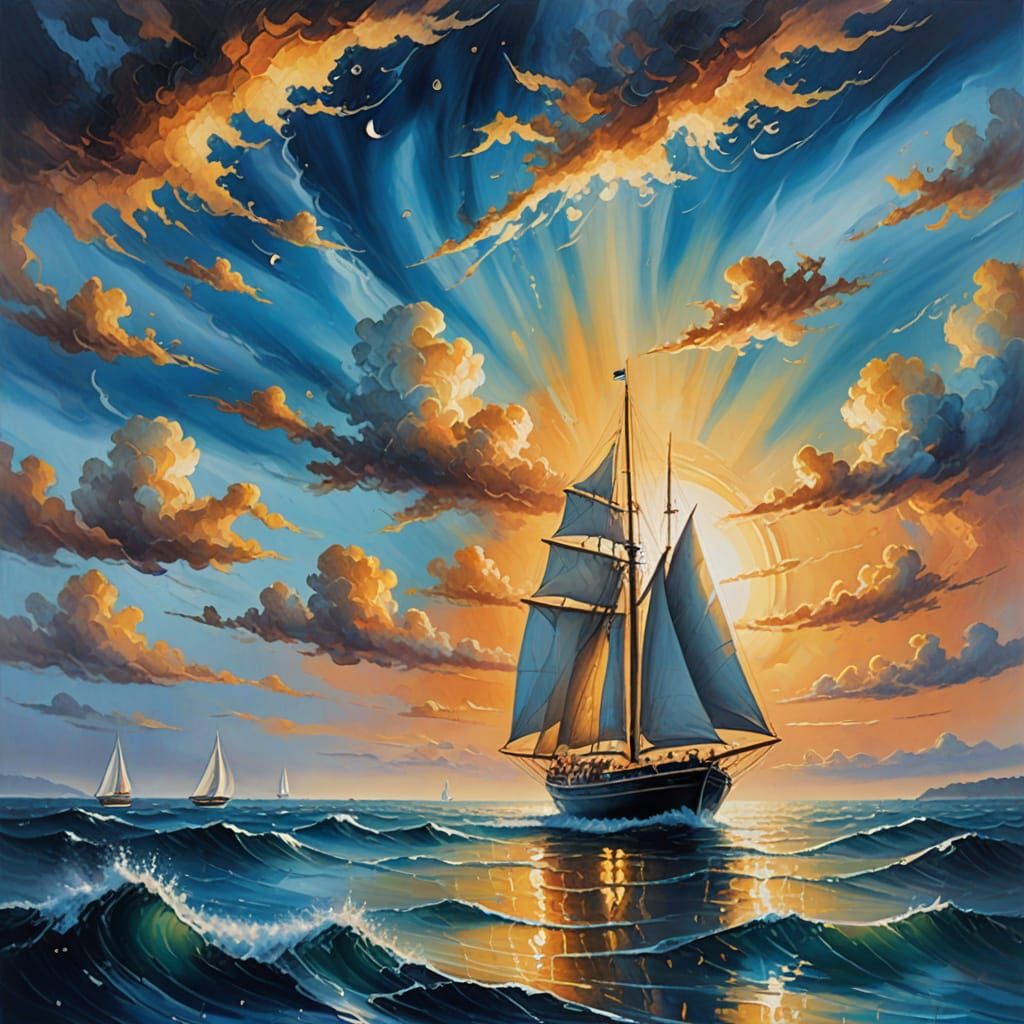 Surreal Yacht Sailing on a Cosmic Ocean