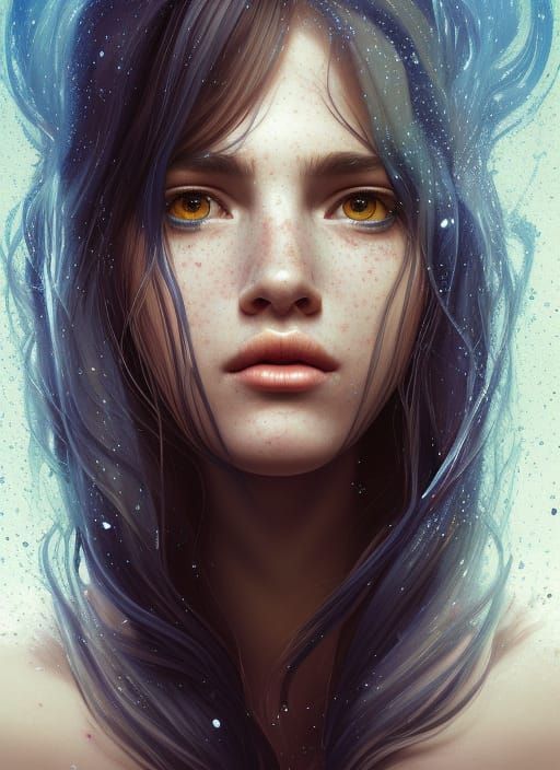 Girl with Wavy Hair, Hyperrealistic Portrait