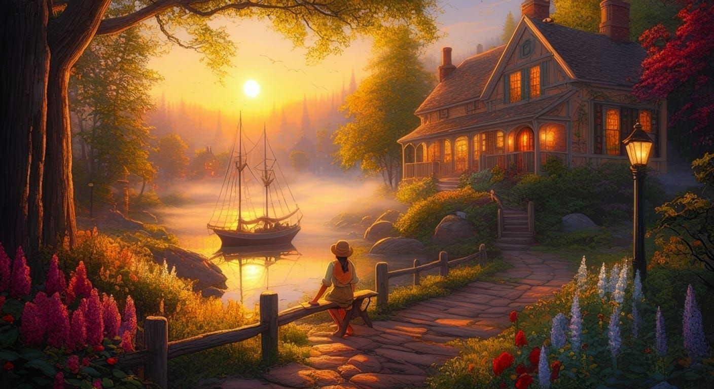 Ethereal Golden Hour Fantasy Scene