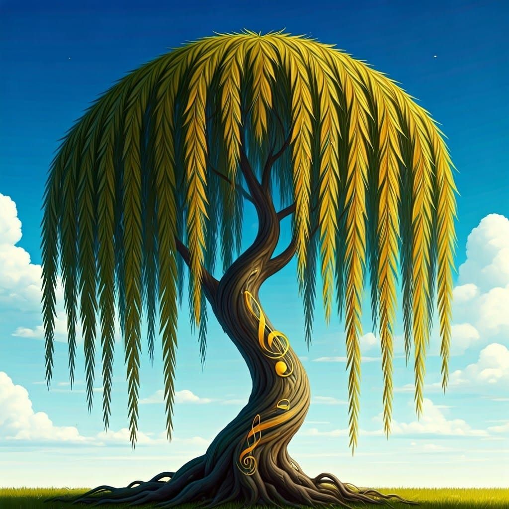 Majestic Weeping Willow Made of Music Notes