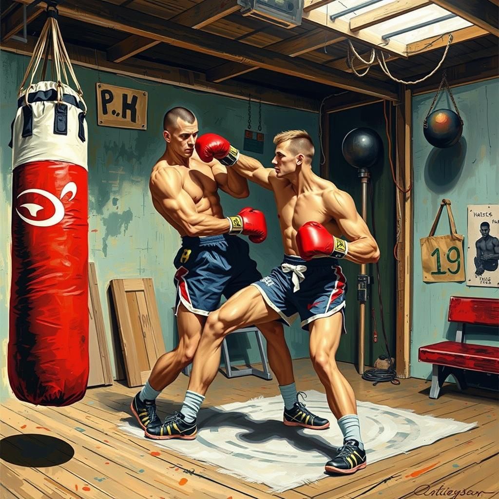 Boxing Training Session in Gym with Gloves