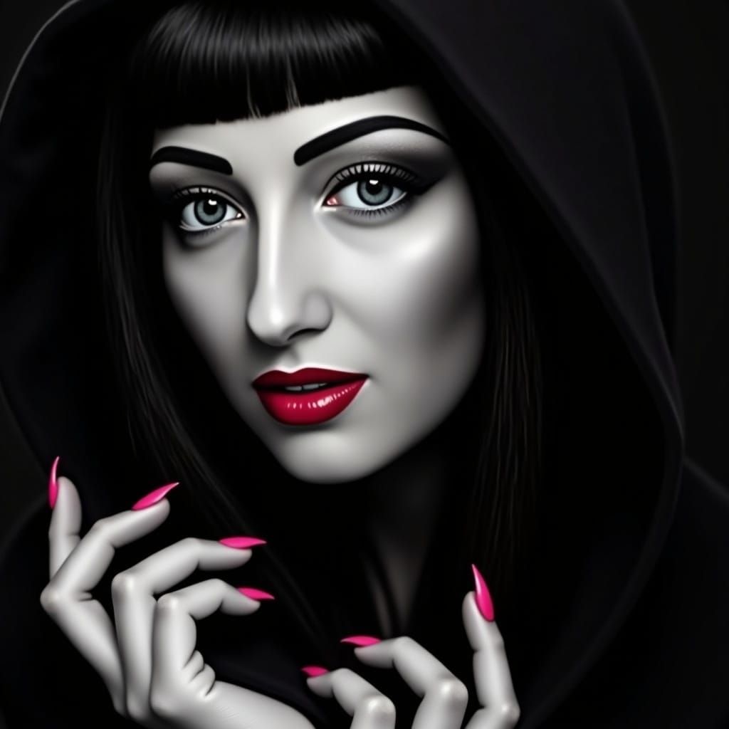 Elegant Woman in Black and White Portrait