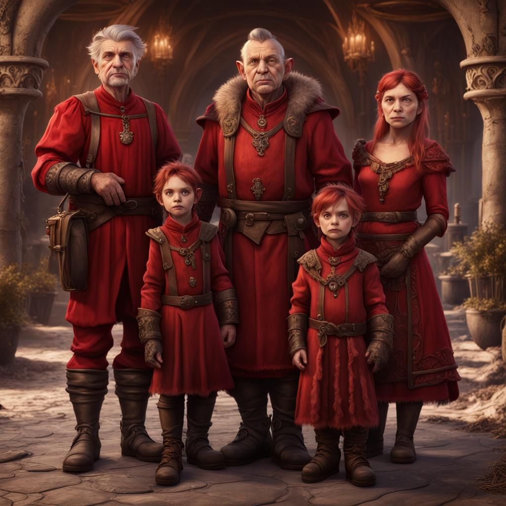 Halfling Family Portrait in Detailed Digital Painting