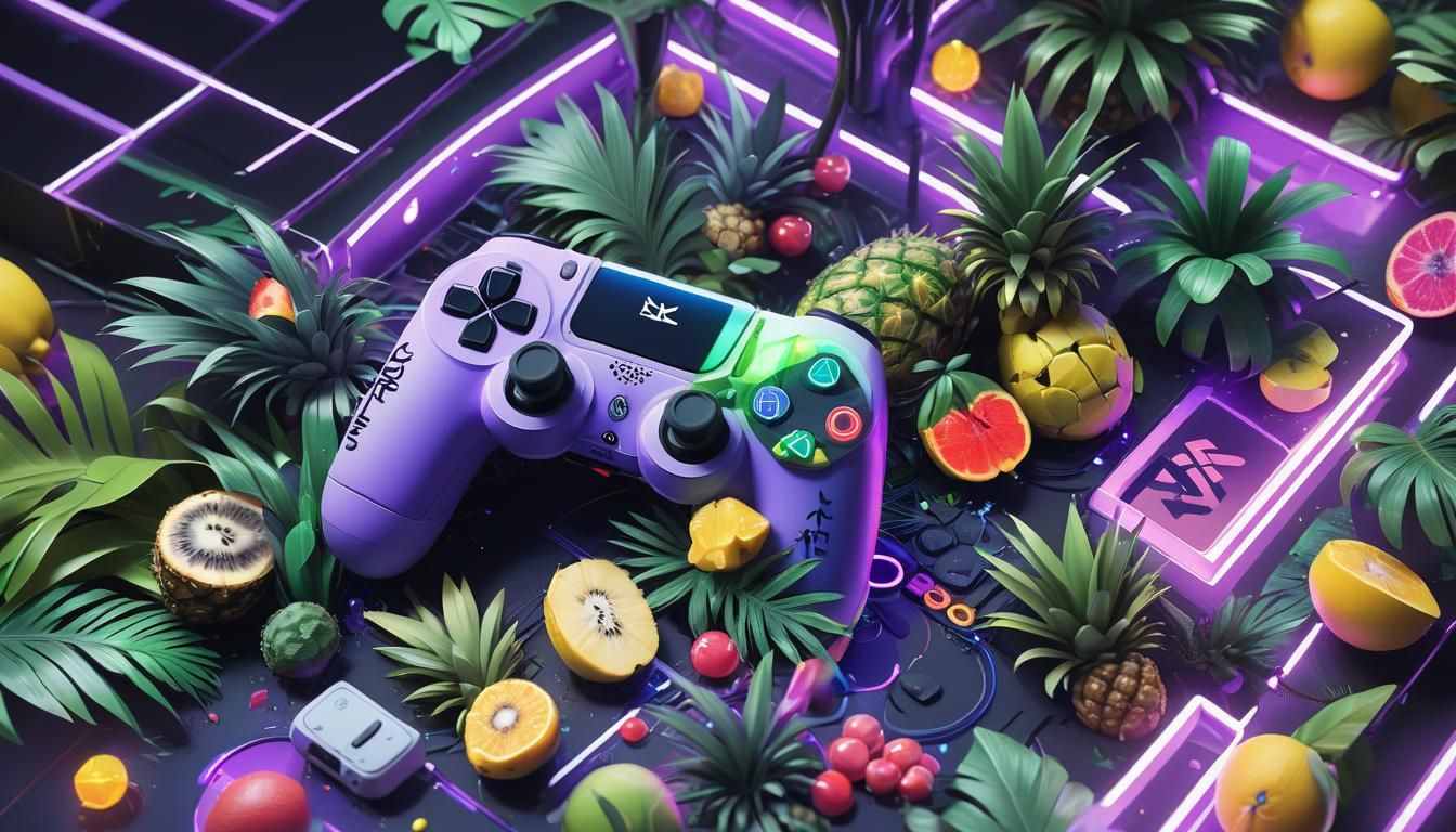 Lush 3D Anime Art with Tropical Elements and Bold Typography