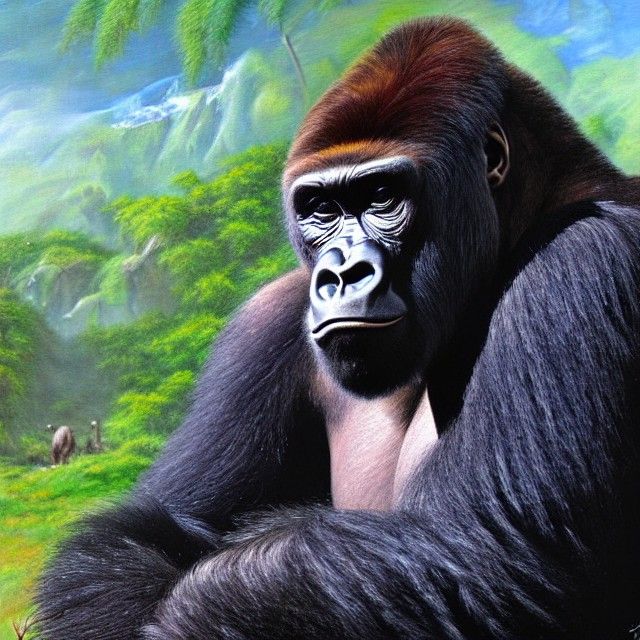 Gorilla in Oil Paint Style